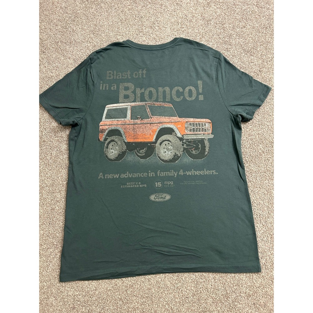 Goodfellow Ford Bronco Graphic Tee Mens Large Green Excellent Vintage Style Ad